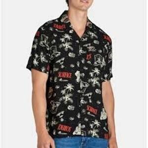 Scarface Button Up Shirt Mens Large Black Graphic Short Sleeve Movie Print
